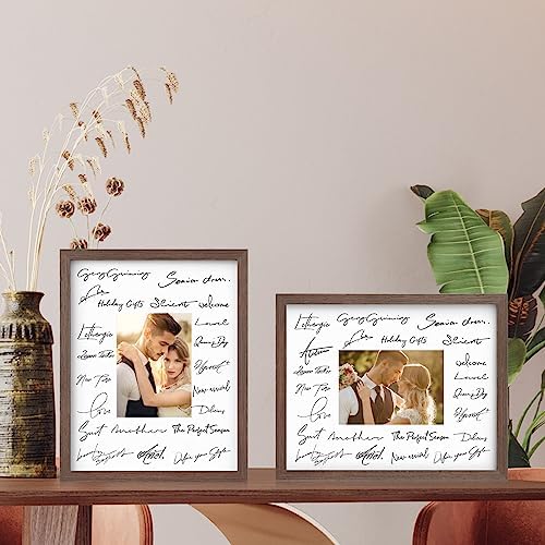 Egofine 11x14 Picture Frames Set of 4, Made of Solid Wood Covered by Plexiglass 5x7 and 8x10 with Mat or 11x14 without Mat, for Table Top Display and Wall Mounting Photo Frame Brown - Image 5