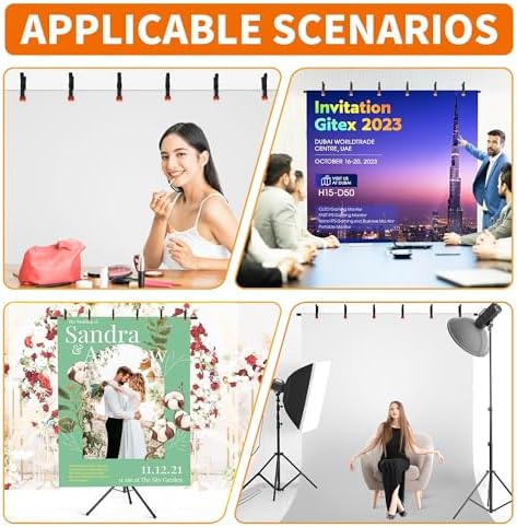 Forlogic Portable T-Shape Backdrop Stand Support Kit 8x7.2ft, Adjustable Photo Green Screen Back Drop Stand for Party, Photography Videography Studio (8×7.2Ft) - Image 7