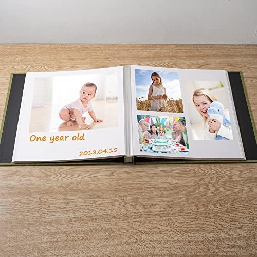 Large Photo Album Self Adhesive Scrapbook Album for 4×6 5×7 8×10 Pictures DIY Magnetic Linen Cover Album 60 Pages for Family Wedding Gifts with Metal Pen and Plastic Board - Image 2