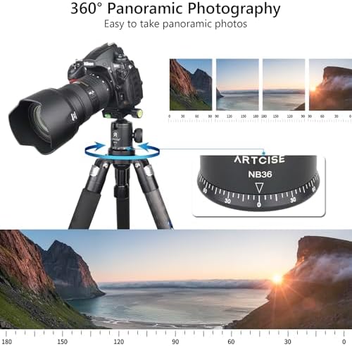 ARTCISE Tripod Ball Head Camera Tripod Ball Head Mount 36mm Diameter Ball ARTCISE All Metal CNC Professional Aluminium 360 Rotating Panoramic Ball Head Max Loading 33lbs - Image 7