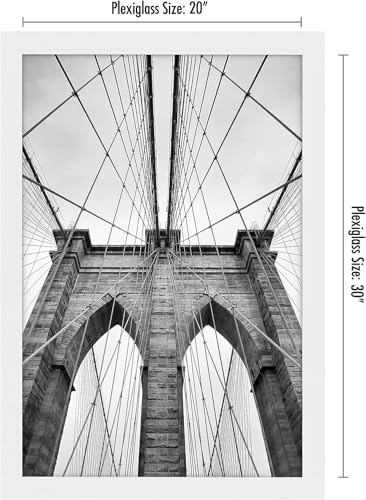 Americanflat 20x30 Poster Frame - White Engineered Wood with Polished Plexiglass - Wide Picture Frame for Vertical or Horizontal Wall Display - Epic Collection - White - Image 2