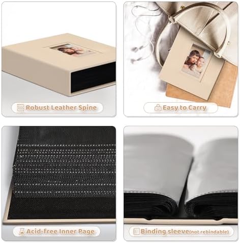 Popotop 4x6 Photo Album Holds 100 Pictures, Vegan Leather Hardcover - Image 4