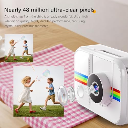 Kids Camera Instant Print,Kids Digital Camera with 3 Color Print Paper,32GB & Mini Tripod,48MP & 1080P Video Christmas Birthday Gifts for Girls and Boys Age 3-12 (White) - Image 4