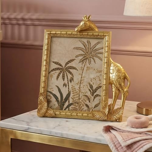 Cuspin 5x7 Picture Frame Gold Vintage Giraffe Ornate Resin Frame - Image 3