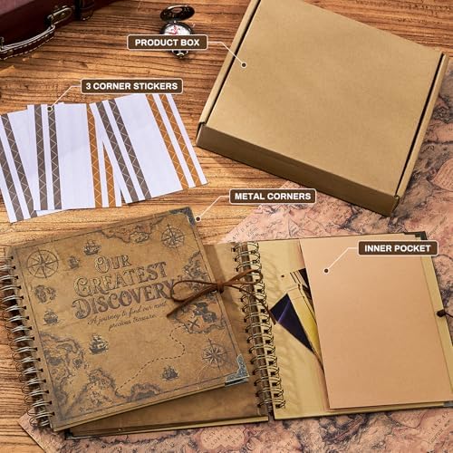 Adventure Book 8x8 Scrapbook Photo Album, Travel Diary with Metal Corner Protectors, 250 gsm Acid-Free Kraft Paper DIY Memory Book for Wedding Guestbook Anniversary, Baby & Family Gifts - Image 6