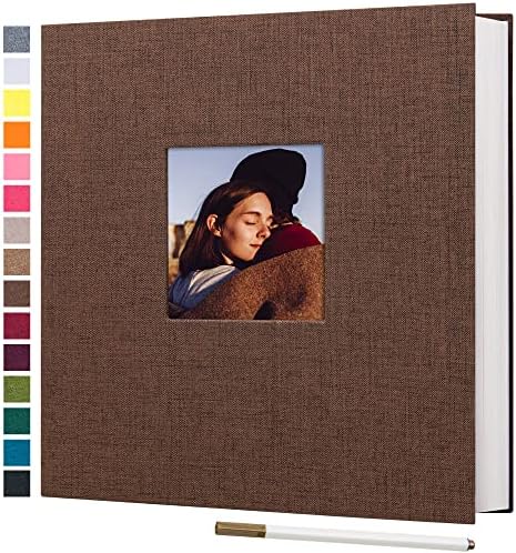 potricher Large Self Adhesive Photo Album 40 Pages, Linen cover, Brown by potricher