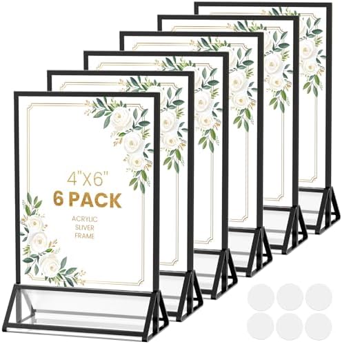 Acrylic Sign Holder 4X6 Black Picture Frame Double-Sided -6 Pack by AcrylicSignHolderMahjongRacks%EF%BC%8CMahjongBags