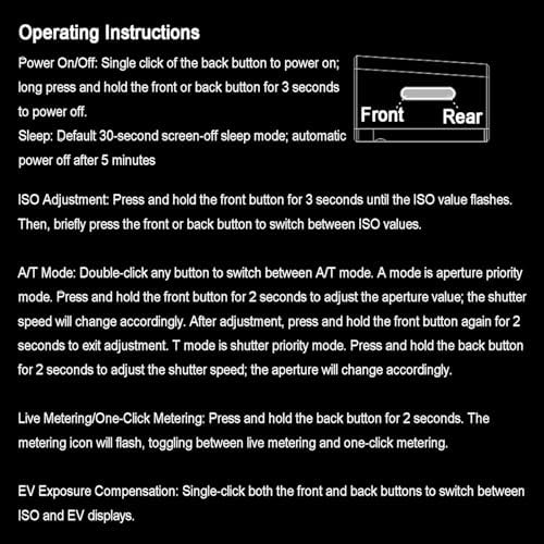 Camera Light Meter Real-Time Metering, Light Meter for Photography with Cold Shoe Mount and OLED Display, 30°Wide-Angle Reflective & 1-Click Real-time Metering, Compatible with Various Cameras - Image 3