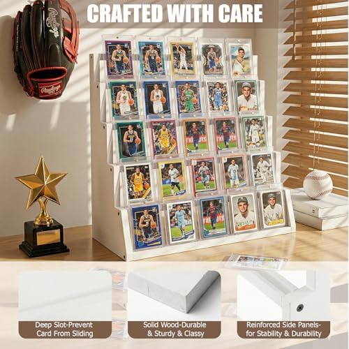 5 Tier Wooden Card Display Stand Holds 20-25 PSA BGS SGC Graded Sports Card - Image 5