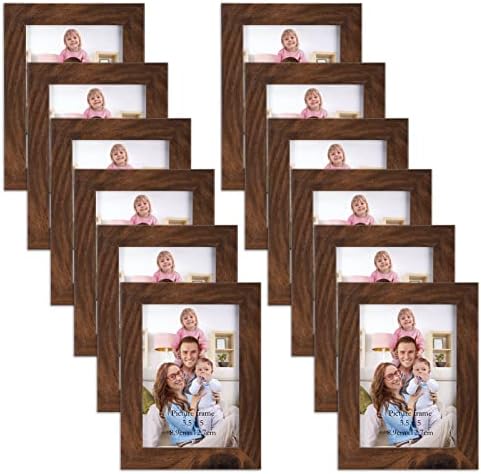 Giftgarden 3.5x5 Picture Frame Brown 12 Pack, Rustic Walnut 3.5 x 5 Photo Frames Bulk for Desktop Display or Wall Mount by Giftgarden