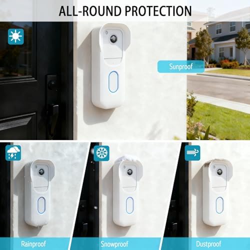 Blink Doorbell Camera Cover - Weatherproof Silicone Protective Case with Brim for for Blink Video Doorbell 2025 New Model (2nd Gen), Full Protection, Easy Installation (White) - Image 3