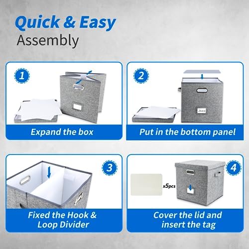 ZEDKEHO Vinyl Record Storage Box Set of 2 - Album Storage Holds 100+ Single Records, Decorative LP Storage Organizer Crate with Lid, Sturdy Moving Boxes for Records - Image 6