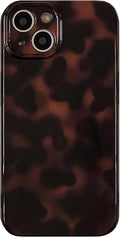 Aesthetic Tortoise Shell Phone Case for iPhone 14 6.1in,Retro Cool Girl Leopard Print Brown Amber Trendy Full Camera Protective Cover for iPhone 14 6.1" by Reezaddin