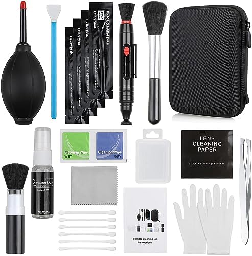 14-in-1 Camera Lens Cleaning Kit - Mirrorless & DSLR Sensor Cleaning Kit for Canon, Sony, Nikon Including Lens Blower, Detergent, Swabs, Cloth, Pen, Brush by ZACRO