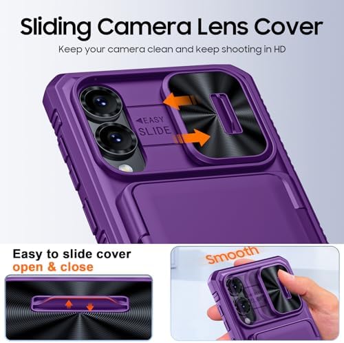 GooseBox for Samsung Galaxy S25 Edge Case Wallet with RFID [Cards Holder][Camera Cover][Edge Raised] Full Body Shockproof Silicone Protective Phone Case for Galaxy S25 Edge 2025 (Purple) - Image 4
