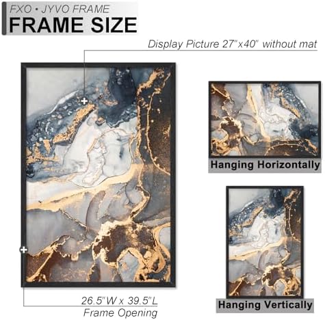 Fxojyvo 27x40 Picture Frame Black Engineered Wood Wall Hanging - Image 4