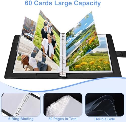 5x7 Photo Album, A5 Refillable 6 Ring Binder with Sleeves, Black - Image 2