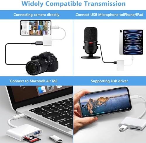 SD Card Reader for iPhone iPad Mac, Lightning & USB-C Dual Interface Memory Card Reader with SD/Micro SD/USB-A 3 Slots, Digital Camera Adapter to iPhone, Plug & Play - Image 7