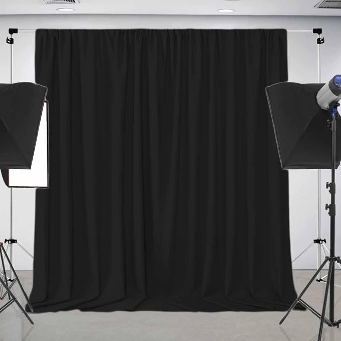 5x7ft Black Backdrop Background for Photography, High Density Polyester Fabric Top Rod Pocket Design, Black Photo Backdrop Curtain for Portrait Photoshoot, Party and Video - Image 5