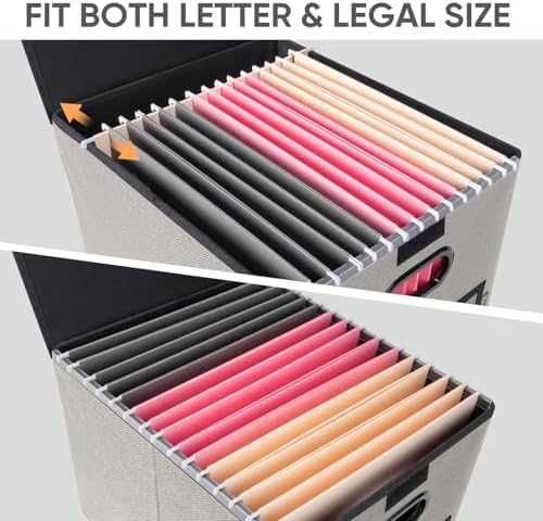 BALEINE File Organizer Box with Lid, Collapsible Hanging File Storage Box - Image 3