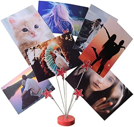 8-branch Family Tree Picture Frame Holder, Card Photo Clips Holder Desk Stand for Memo Paper Note Photo Christmas Wedding Card Display (Red Star) - Image 7