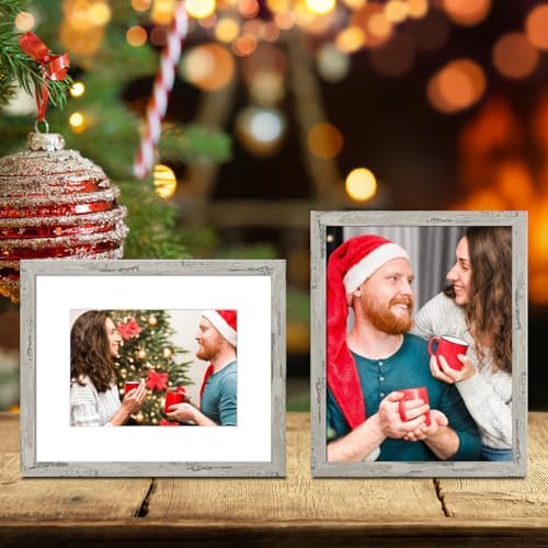 BSRHOMR 12x16 Picture Frame with Mat, Distressed Gray Photo Frame 6 Pack with 8.5 x 11 Mat, Display Wall Mount for Home Decor - Image 6
