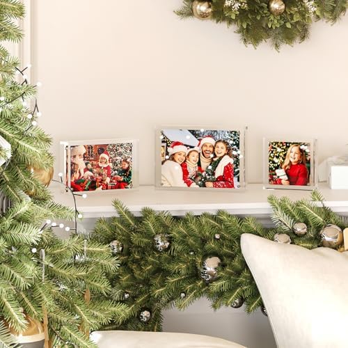 Egofine 5x7 Acrylic Frames 4 Pack, 20mm Thicker Frameless Clear Picture Frames, Double Sided Magnetic Picture Frames, Free Standing Desktop Display - Image 6