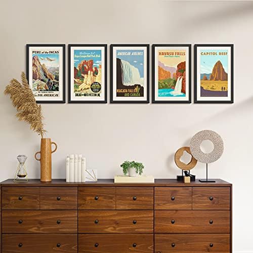 upsimples 11x17 Picture Frame Set of 10, Display Pictures 9x15 with Mat or 11x17 Without, Multi Photo Frames Collage for Wall Display, Black - Image 2