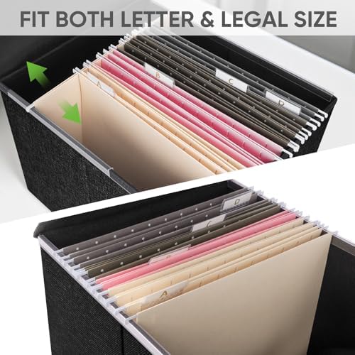 BALEINE File Organizer Box with Lid, Collapsible Hanging File Storage Box - Image 3