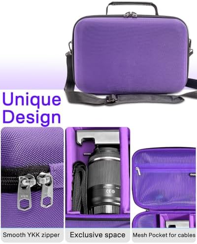 RAIACE Hard Case Compatible with Sony Alpha 7 II III IV/7R V Camera, for Nikon, for Canon, for Pentax and More.Large Capacity With Mesh Pocket for Lens, Charger, Cables, Cards and Accessories.-Purple - Image 3