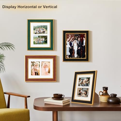 Suede 8x10 Picture Frame Display 2 Opening 4x6 Double Picture Frames Collage Wall Decor with Mat,Multi Photo Frame for Plexiglass,Wall or Tabletop Decor,1Pack,Brown - Image 6