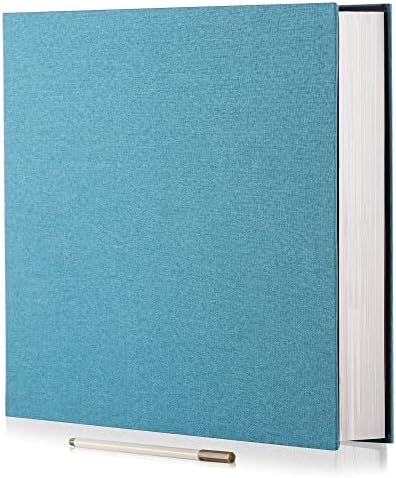 Large Photo Album Self Adhesive 4x6 8x10 10x12 13"x12.8" Magnetic Scrapbook Album 12.6"x11" Inch 60 Sticky Pages Linen Cover DIY Photo Album with A Metallic Pen and DIY Stickers(SkyBlue) by HoneyTolly