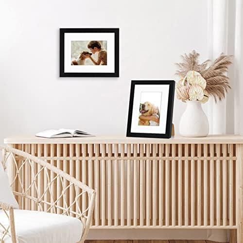 Americanflat 8x10 Picture Frame with Shatter-Resistant Glass - Set of 2 - Use as 5x7 Frame with Mat or Display 8x10 Photo Without Mat - Signature Collection - Photo Frames for Tabletop or Wall - Black - Image 5