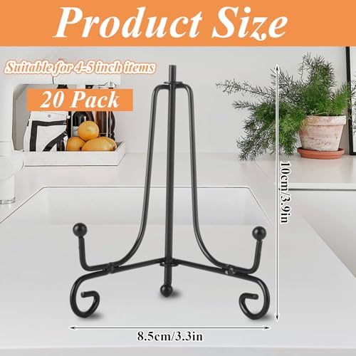 YAYODS 20 Pack Plate Stands for Display 4 Inch Black Iron Easel Stand Holder, Foldable Plate Picture Holder Display Stand for Photo Frames Decorative Books Arts - Image 2