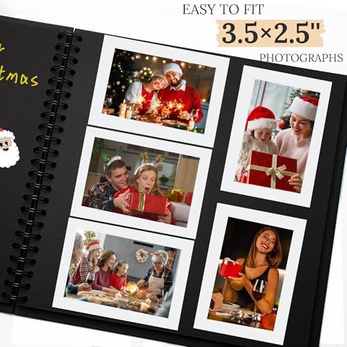 Scrapbook Photo Album 8"x8" 20 Sheets 40 Pages Hardcover Kraft Paper Black - Image 4