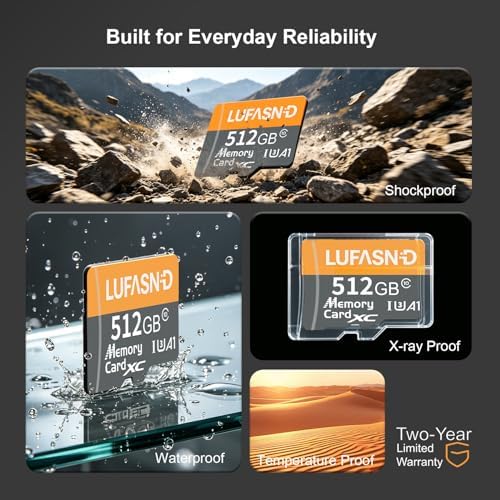 512GB Micro SD Card with Adapter, High Speed U3 C10 V30 SDXC Memory Card Up to 100MB/s, 4K Video Recording for GoPro, Smartphone, Camera, Tablet, Dash Cam - Image 6