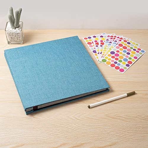 Photo Album Self Adhesive Scrapbook 3x5 4x6 5x7 6x8 Magnetic Album DIY Scrap Book 11x10.6 Inch 40 Black Sticky Pages Linen Cover DIY Photo Album(Sky Blue) - Image 6