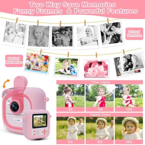 ARNSSIEN Kids Instant Print Camera for Toddlers 1080P 2.4in+180° Flip Lens - Image 3