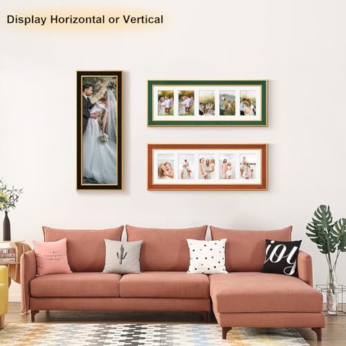 Suede 8x24 Picture Frame Display 5 Opening Picture Frames Collage 4x6 Wall Decor with Mat,Multi Photo Frame for Plexiglass,Wall Decor,1Pack,Black - Image 6