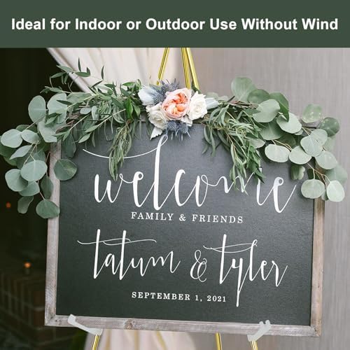 DANMO Easel Stand for Wedding Sign Poster 63'' Instant Display Easel for Floor Adjustable Metal Art Easel Gold 3 Pack - Image 2