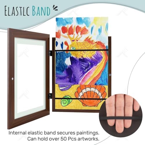4 Pack 9x12 Front-Opening Kids Artwork Frames Changeable (Walnut) - Image 5