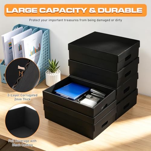 AOBOPLE 8 Pack Photo Storage Box,11" x 14" x 4" Archival Storage Box with Lids,Protective Storage Box for Photo,Pictures,11x14 Documents, Keepsakes and Jewelry Home and Office Organizer - Image 3