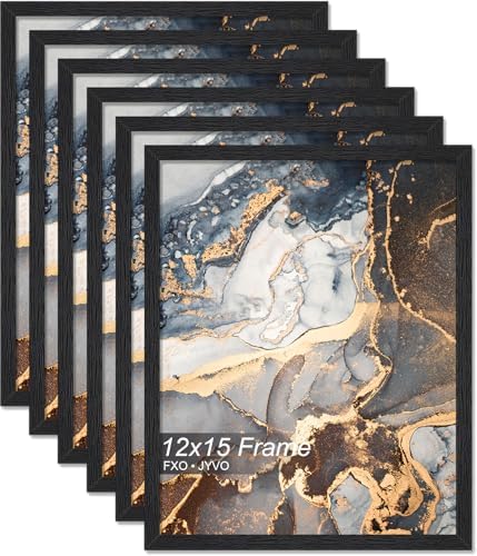Fxojyvo 12x15 Picture Frame Set of 6 Black Engineered Wood Wall Hanging by Fxojyvo