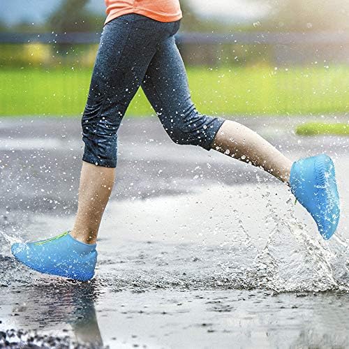 Shiwely Silicone Waterproof Shoe Covers, Upgrade Reusable Overshoes with Zipper, Resistant Rain Boots Non-Slip Washable Protection for Women, Men (L (Women 7.5-10.5, Men 6.5-9), Blue) - Image 2