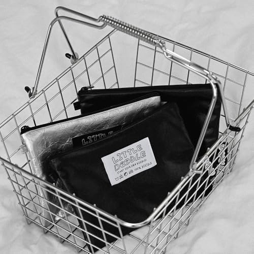 Monolike Little Doodle Flat Pouch, Black - Makeup Bag, Cosmetic Bag, Travel Bag, Toiletry Bag, Organizer, Storage Bag - Image 6