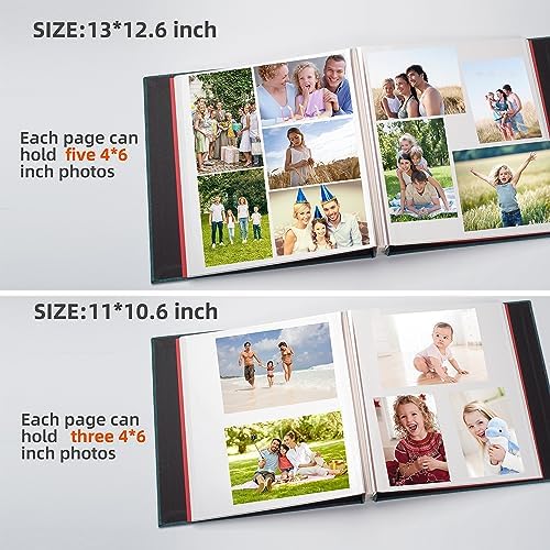 HoneyTolly Large Photo Album Self Adhesive, DIY Scrapbook Album for 3x5 4x6 8x10 Pictures, 60 Pages Linen Cover Memory Book, Ideal Gift for Family Wedding Baby Christmas Anniversary(Dark Green) - Image 4