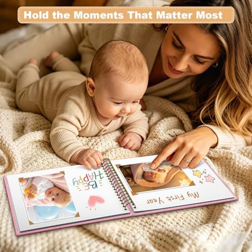Scrapbook Photo Album Linen Cover, 10 x 10 Inch Hardcover Kraft White Pages Memory Book, for Travel Wedding Guest Book Christmas Baby Shower (20 Sheets/ 40 Pages,Pink) - Image 5