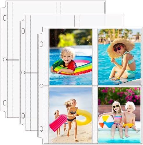 MaxGear 30 Pack Photo Sleeves for 3 Ring Binder (240 Pictures), 3.5x5 in by MaxGear