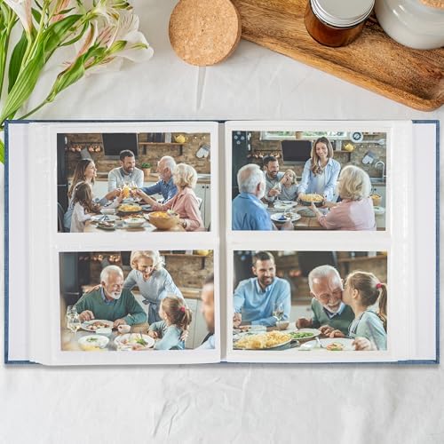 Vienrose Photo Album 4x6 Photos 200 Pockets Linen Cover Slip-in Photo Book with Round Window for Wedding, Vacation Memories, Personalized Picture Organizer, Blue - Image 4