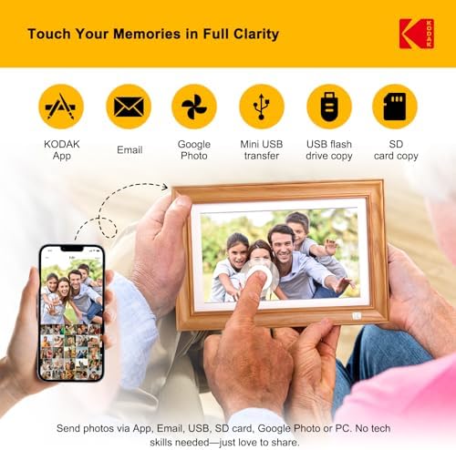 KODAK 14.1 Inch FHD Digital Picture Frame, 1920x1080 G+G IPS Digital Photo Frame with 32GB Large Storage, Quad-Core CPU, Premium Solid Wood Frame, Easy Photo Transfer via WiFi APP/Email/USB/SD Card - Image 2